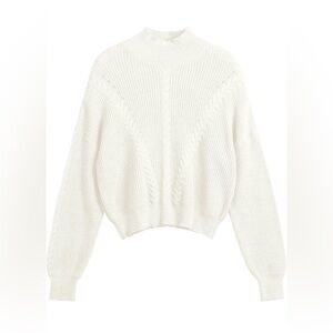 Zaful Ivory Cable Knit Crewneck Sweater